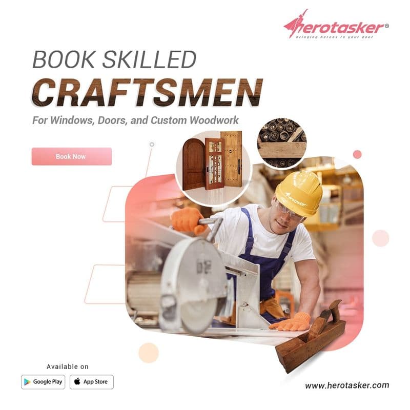 HeroTasker tradespeople — a kitchen fitter, plumber and electrician at work